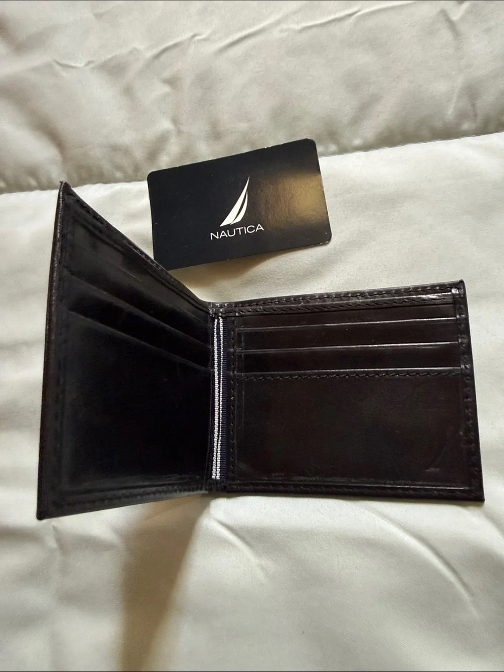 Nautica Men's Black Leather Bi-Fold Wallet